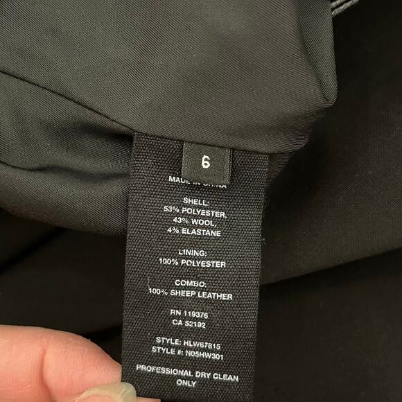 Helmut Lang Twisted Stretch Wool Skirt 6 Midi Grunge Office Siren Leather Waist - Picture 13 of 16